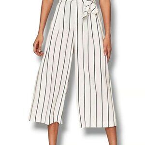 ZARA Womens Cropped High-Rise Wide-Leg Pull On B&W Culotte Pants w/Pockets S